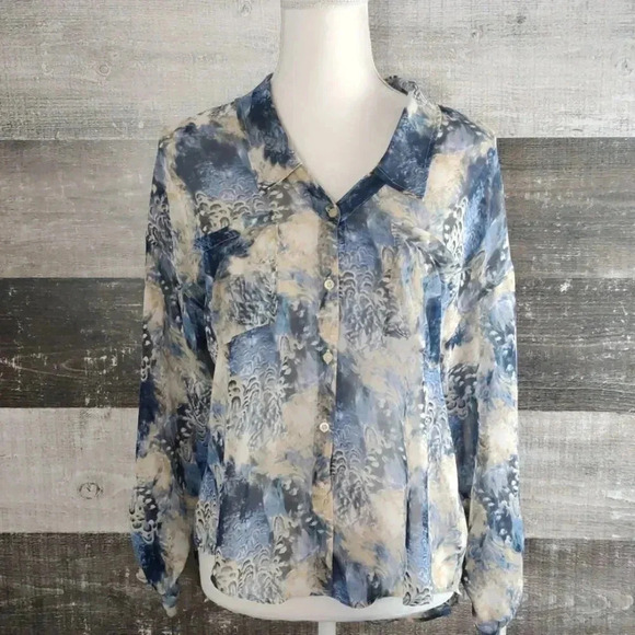 Free People sheer feather print blouse - Picture 2 of 8